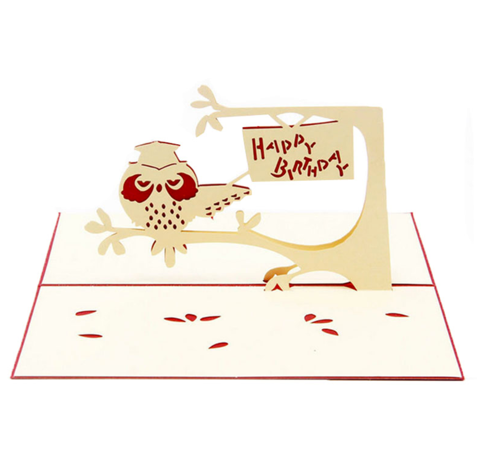 3D Pop Up Owl Birthday Cards