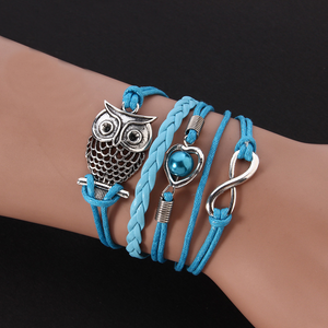 Infinity Blue Owl Bracelet